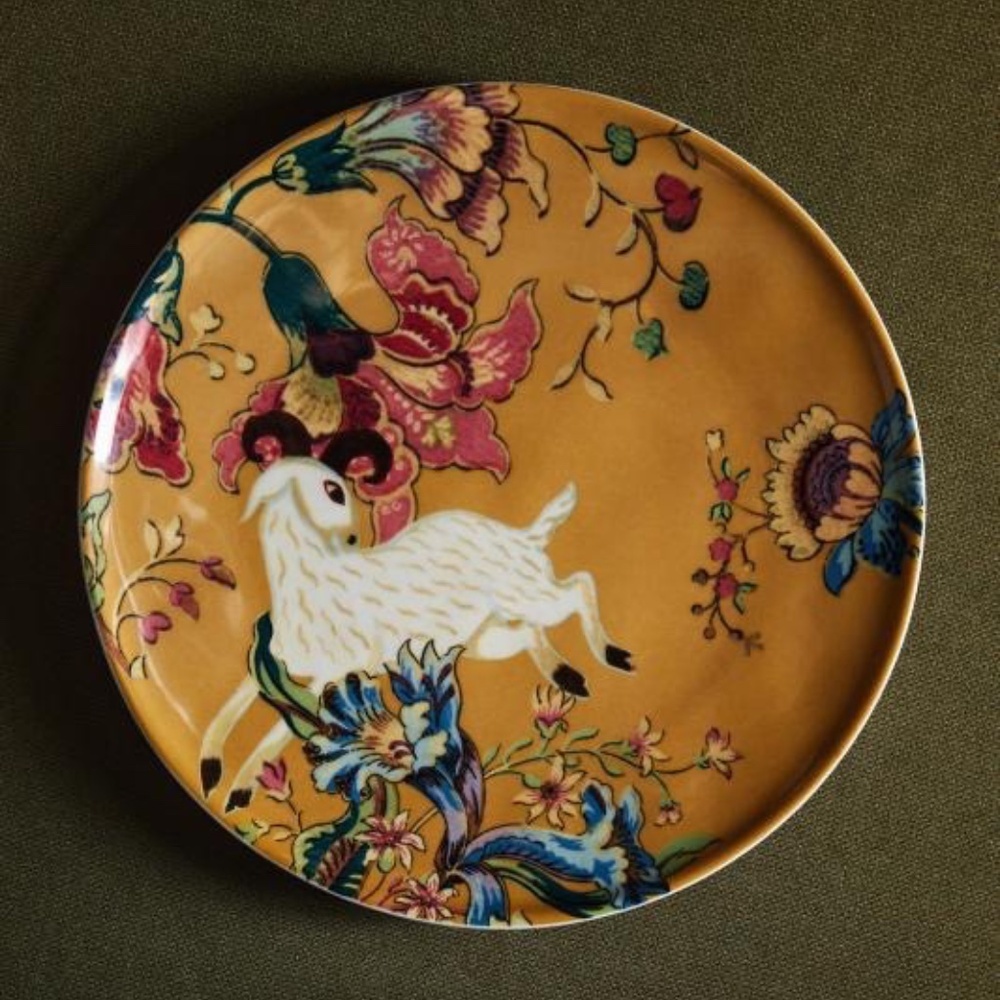 NWT Anthropologie House Of Hackney Gold  Desert Plate Goat